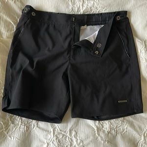 PARKE & RONEN BLACK 6" CATALONIA SOLID STRETCH SWIM SHORT